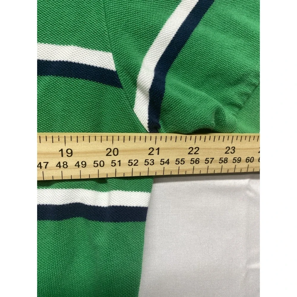 Polo Ralph Lauren Polo Shirt Mens XL Green Striped Hi Low Hem Side Slit Golf